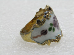 Vintage Sterling Vermeil Rose Guilloche Ring, Sz. 8.5