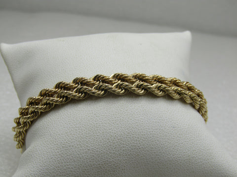 Vintage 14kt Gold Double Twisted Solid Rope Bracelet, 8" Unisex