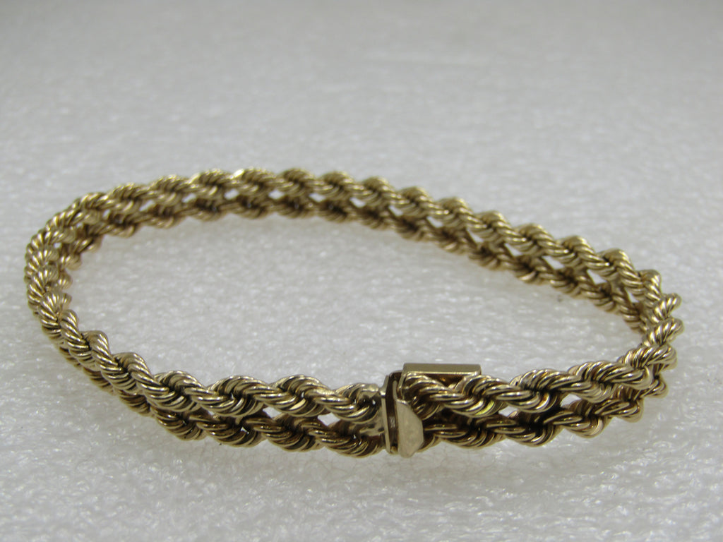 Vintage 14kt Gold Double Twisted Solid Rope Bracelet, 8 Unisex
