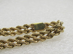 Vintage 14kt Gold Double Twisted Solid Rope Bracelet, 8" Unisex