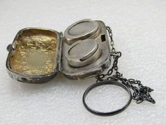 Antique 1900's Sterling Silver Dime Purse with double chain and a ring.