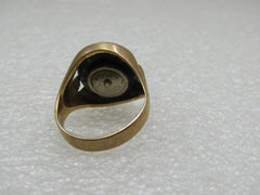 Vintage 10kt Masonic Onyx Ring, Sz. 6, Oval top