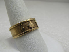 Vintage 14kt Masonic Symbol 8.5mm Ring, Sz. 11, Repousse