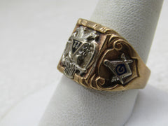 10kt Masonic 32 Degree /Scottish Rite Ring, Sz. 10, Kinsley Gothic