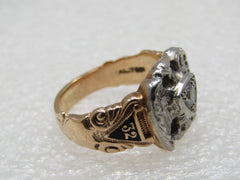 Vintage 10kt Masonic 32nd Degree Diamond Double Headed Eagle Ring, Sz. 9.5