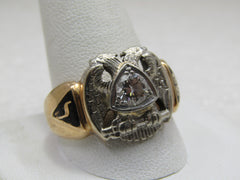 Vintage 14kt Diamond 32nd Degree Masonic Ring, Sz. 13, .25ctw +