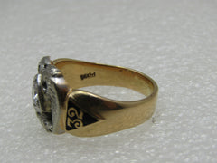Vintage 14kt Diamond 32nd Degree Masonic Ring, Sz. 13, .25ctw +