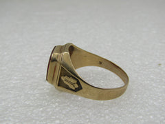 10kt Masonic Ring, Created Ruby, Sz. 13.25