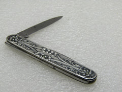 Vintage Sterling Repousse Folding Knife.  1910-1920's, Art Nouveau