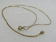 Vintage 10kt CZ Solitaire Necklace, 24", Box Chain, .8 mm