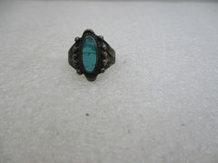Vintage Sterling Southwestern Turquoise Ring, Navajo, Sz. 6, Stamped Band