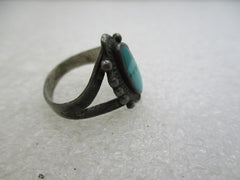 Vintage Sterling Southwestern Turquoise Ring, Navajo, Sz. 6, Stamped Band