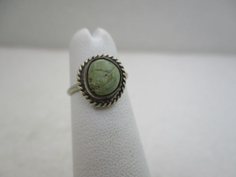 Vintage Sterling Southwestern Green Turquoise Ring, Sz. 2.75, LMV