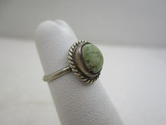 Vintage Sterling Southwestern Green Turquoise Ring, Sz. 2.75, LMV