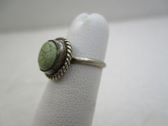 Vintage Sterling Southwestern Green Turquoise Ring, Sz. 2.75, LMV
