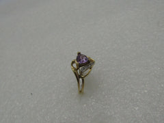 10kt Amethyst Diamond Ring, Trilliant Cut, .65 ctw, size 7, 9.70 gr. Open Bypass Band