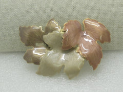 Vintage Enameled Fall Leaves Brooch 3", Gold Tone, 1960's-1970's