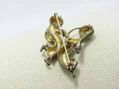 Vintage Sterling Vermeil Gemini Birthstone Brooch, Pixie Twins, Signed Vogue, Zodiac Collection, early 1900's, 16.61gr, 2"