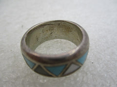 Vintage Sterling Southwestern Turquoise Inlaid Band/Ring, Sz. 5.5