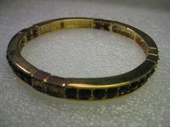 Goldtone & Amber Rhinestone Stretchy Bangle Bracelet, 7"