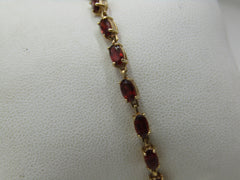 Vintage 10kt Red Tourmaline Tennis Bracelet, 7.25", 4 TCW
