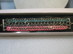 Victoria's Secret Woven Link Bracelet, 1.25" Wide, Gold Tone, New-In-Box, 7.75"