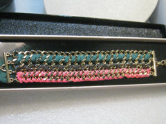 Victoria's Secret Woven Link Bracelet, 1.25" Wide, Gold Tone, New-In-Box, 7.75"