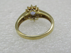 Vintage 14kt Tanzanite Diamond Halo Ring, Sz. 7