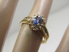 Vintage 14kt Tanzanite Diamond Halo Ring, Sz. 7