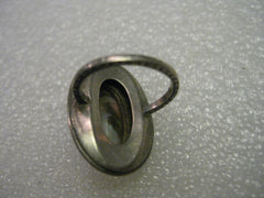 Vintage Sterling Opal Southwestern Ring, Rhinestone Frame, signed MA, size 4