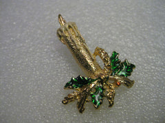 Vintage and Current, Christmas Candle with Flame Brooch , Green Holly