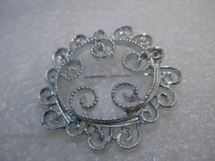 Vintage Sarah Coventry Scrolled Brooch, 1970's, 2", Silver Tone