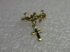 Vintage Baby Christening Brooch with Dangling Cross, Goldtone,