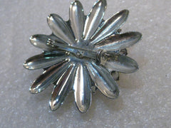 Vintage Tiered Blossom Brooch with Rhinestones, 1960's, Dogwood, 1.75", Silver Tone