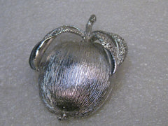 Vintage Sarah Coventry Apple Brooch, 2.25", Silver Tone, 1970's