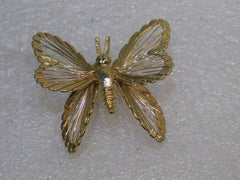 Vintage Monet Butterfly Brooch, Wired Gold Tone, 1960's, 1.5" Long