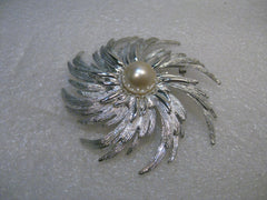 Vintage Sarah Coventry Spiral Brooch,  Blossom, Faux Pearl, 1970's, 3"