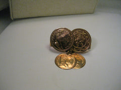Vintage Sarah Coventry Gold Tone Dangling Roman Coins Scarf Clip