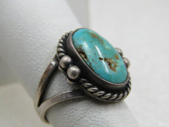 Vintage Sterling Southwestern Turquoise Ring, Sz. 5