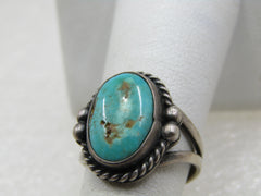Vintage Sterling Southwestern Turquoise Ring, Sz. 5