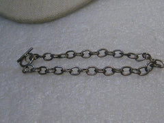 Sterling Silver 5mm Charm Bracelet, Toggle Clasp, 7.75", 7.16 grams, 1990's