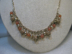 Vintage Swarovski Dangle Beaded Necklace - Gypsy, 18", Gold Tone - post mid-century