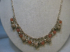 Vintage Swarovski Dangle Beaded Necklace - Gypsy, 18", Gold Tone - post mid-century