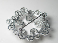 Vintage Silver Tone Spiral Scrolled Circle Brooch, Sarah Coventry, 1970's