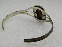 Vintage Silver Southwestern Agate Cuff Bracelet, 8"