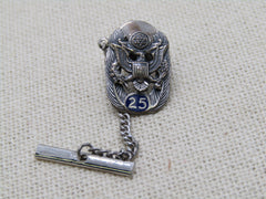 Sterling USAF 25 Yr. Tie Tack, 25 Year, With Chain/Bar.  1.68 gr., Singed HLP