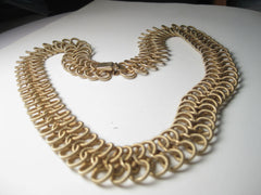 Vintage Gold Tone Brushed Infinity Link 22" Necklace, rope finish,  1970-80's