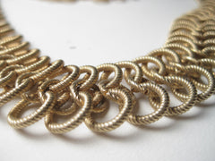 Vintage Gold Tone Brushed Infinity Link 22" Necklace, rope finish,  1970-80's