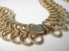 Vintage Gold Tone Brushed Infinity Link 22" Necklace, rope finish,  1970-80's