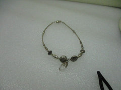 Silver Tone Southwestern 9" Anklet with Clear Crystal Dangle